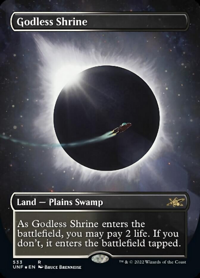 Godless Shrine (Borderless) (Galaxy Foil) [Unfinity] | PLUS EV GAMES 