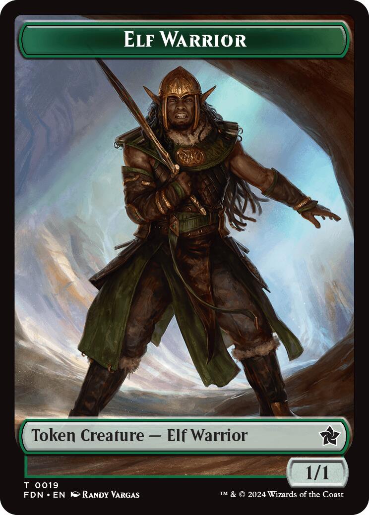 Elf Warrior // Raccoon Doubled-Sided Token [Foundations Tokens] | PLUS EV GAMES 