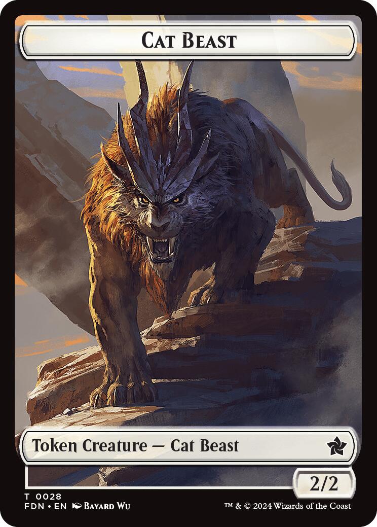 Cat Beast // Dragon (0017) Double-Sided Token [Foundations Tokens] | PLUS EV GAMES 