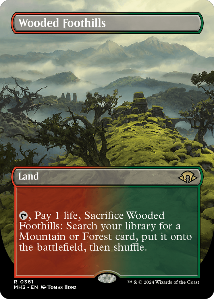 Wooded Foothills (Borderless) [Modern Horizons 3] | PLUS EV GAMES 