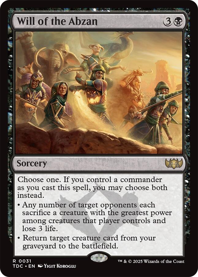 Will of the Abzan [Tarkir: Dragonstorm Commander] | PLUS EV GAMES 