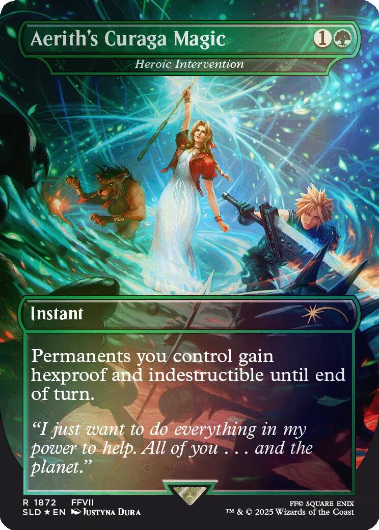 Aerith's Curaga Magic - Heroic Intervention (Rainbow Foil) [Secret Lair Drop Series] | PLUS EV GAMES 