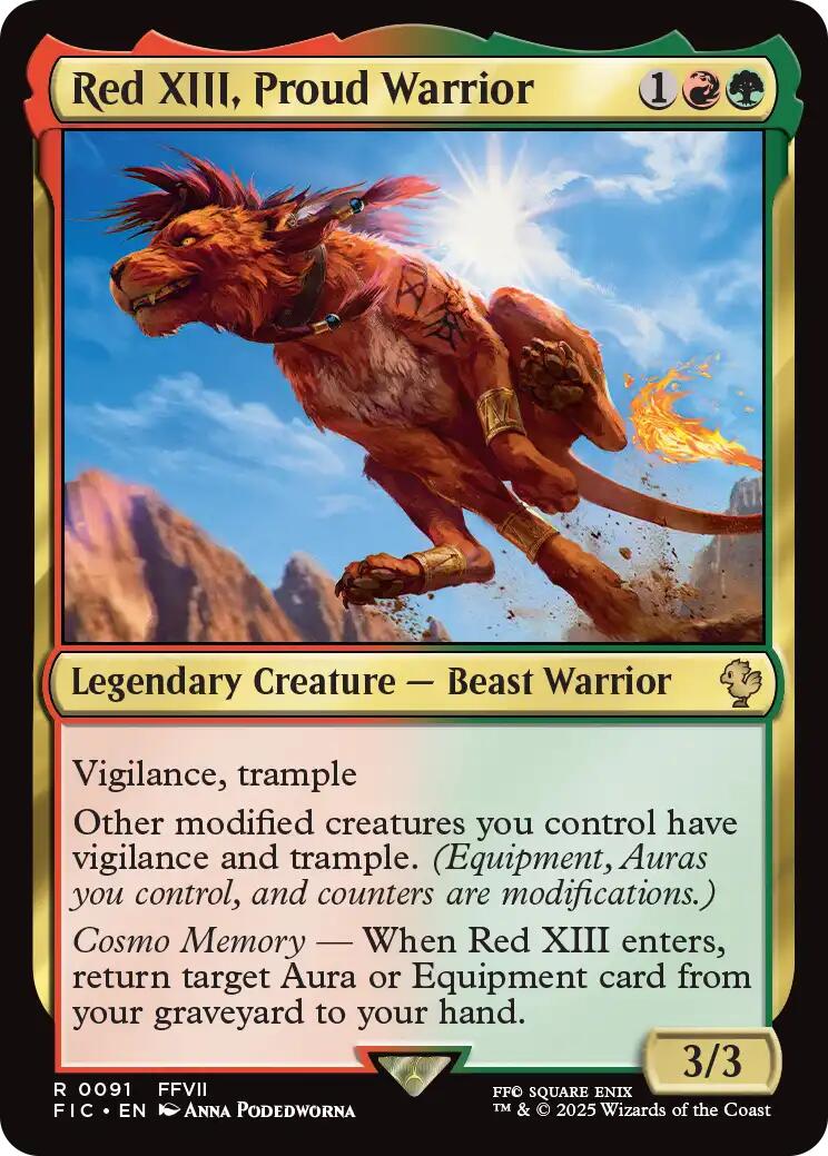 Red XIII, Proud Warrior (Surge Foil) [FINAL FANTASY Commander] | PLUS EV GAMES 