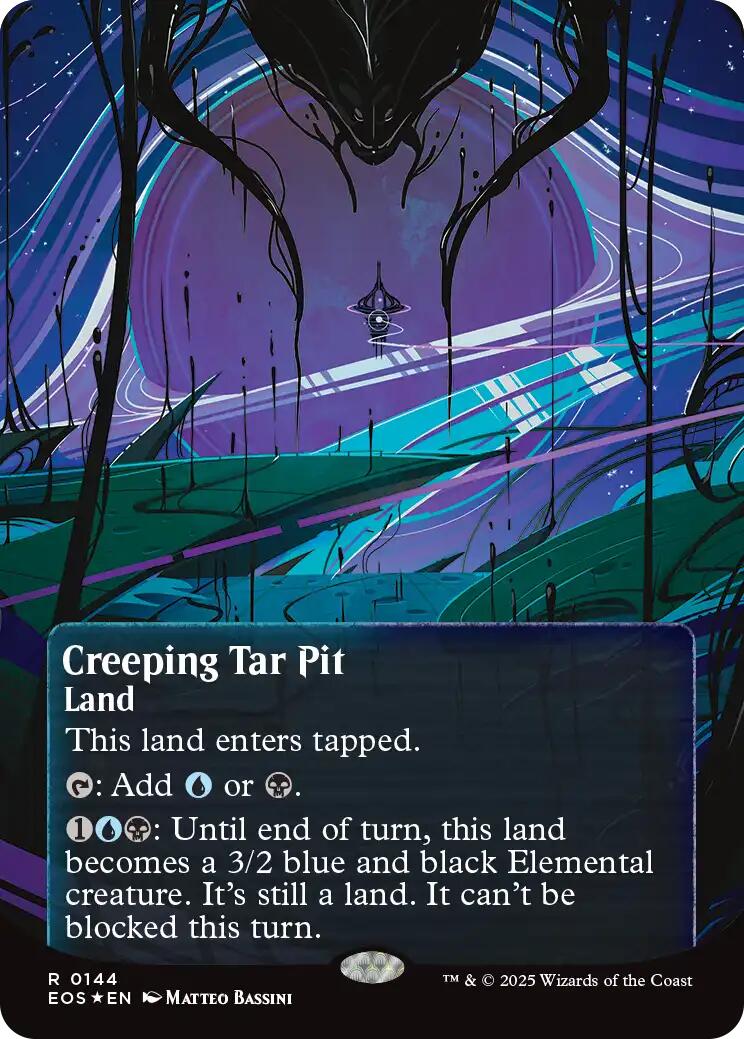 Creeping Tar Pit (0144) (Borderless) (Galaxy Foil) [Edge of Eternities: Stellar Sights] | PLUS EV GAMES 
