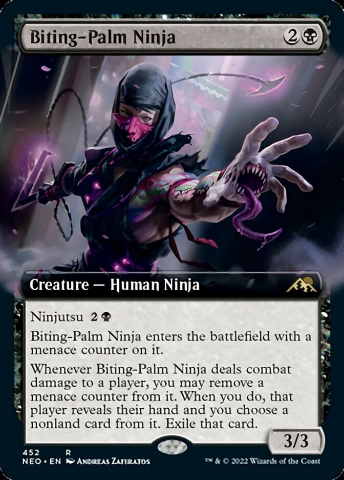 Biting-Palm Ninja (Extended Art) [Kamigawa: Neon Dynasty] | PLUS EV GAMES 