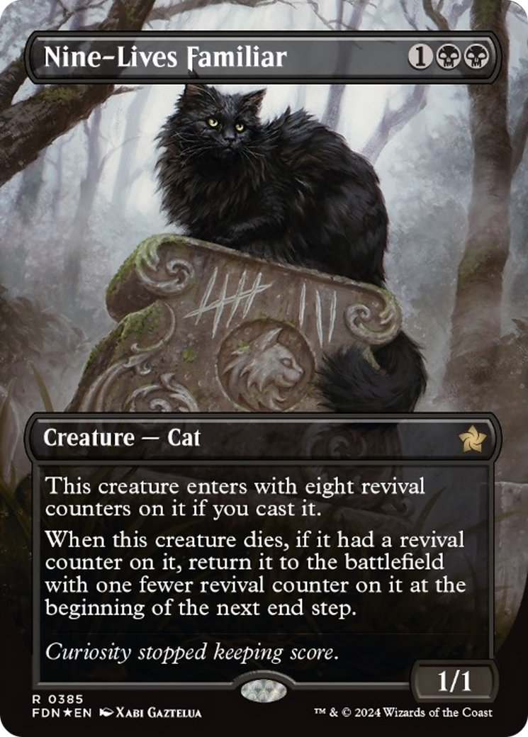 Nine-Lives Familiar (Borderless Mana Foil) [Foundations] | PLUS EV GAMES 