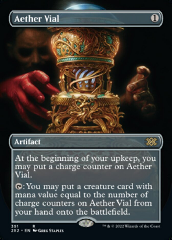 Aether Vial (Borderless Alternate Art) [Double Masters 2022] | PLUS EV GAMES 