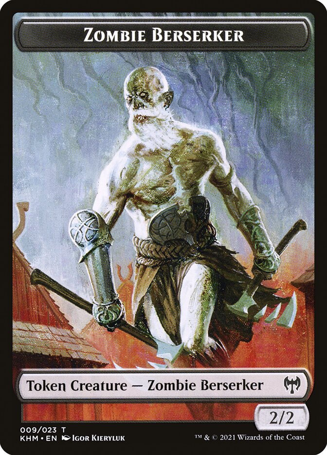 Elf Warrior // Zombie Berserker Double-Sided Token [Kaldheim Tokens] | PLUS EV GAMES 