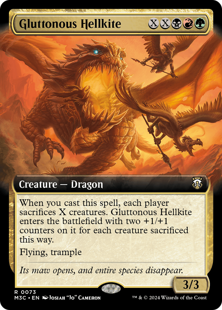 Gluttonous Hellkite (Extended Art) (Ripple Foil) [Modern Horizons 3 Commander] | PLUS EV GAMES 