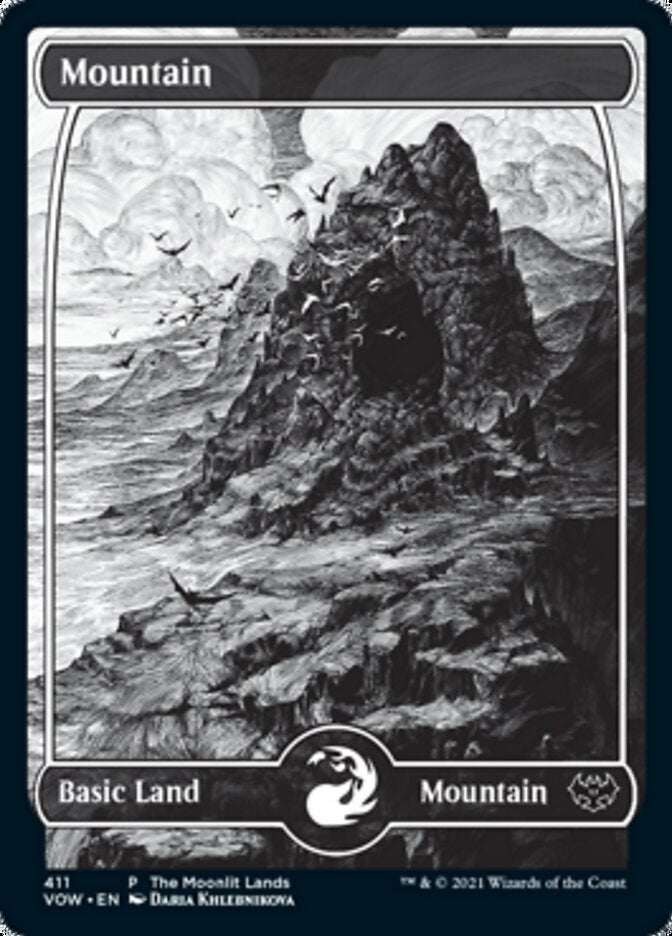 Mountain (The Moonlit Lands) (Foil Etched) [Innistrad: Crimson Vow Promos] | PLUS EV GAMES 