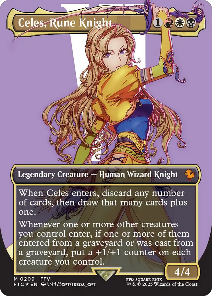 Celes, Rune Knight (Borderless) (Surge Foil) [FINAL FANTASY Commander] | PLUS EV GAMES 