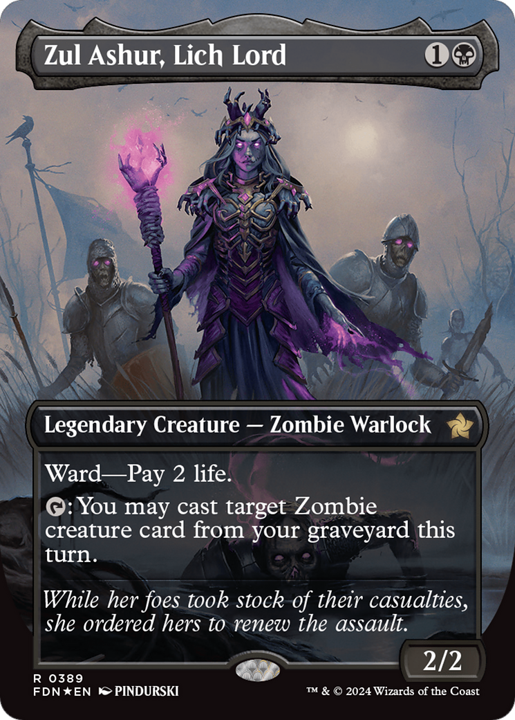 Zul Ashur, Lich Lord (Borderless) (Mana Foil) [Foundations] | PLUS EV GAMES 