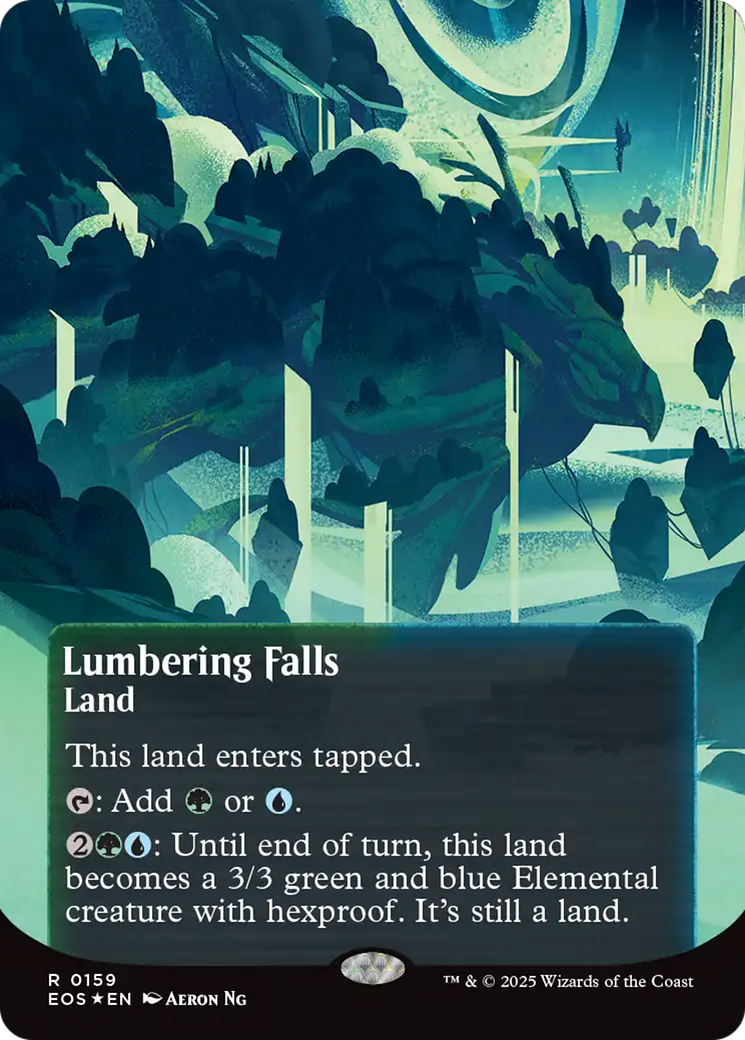 Lumbering Falls (0159) (Borderless) (Galaxy Foil) [Edge of Eternities: Stellar Sights] | PLUS EV GAMES 