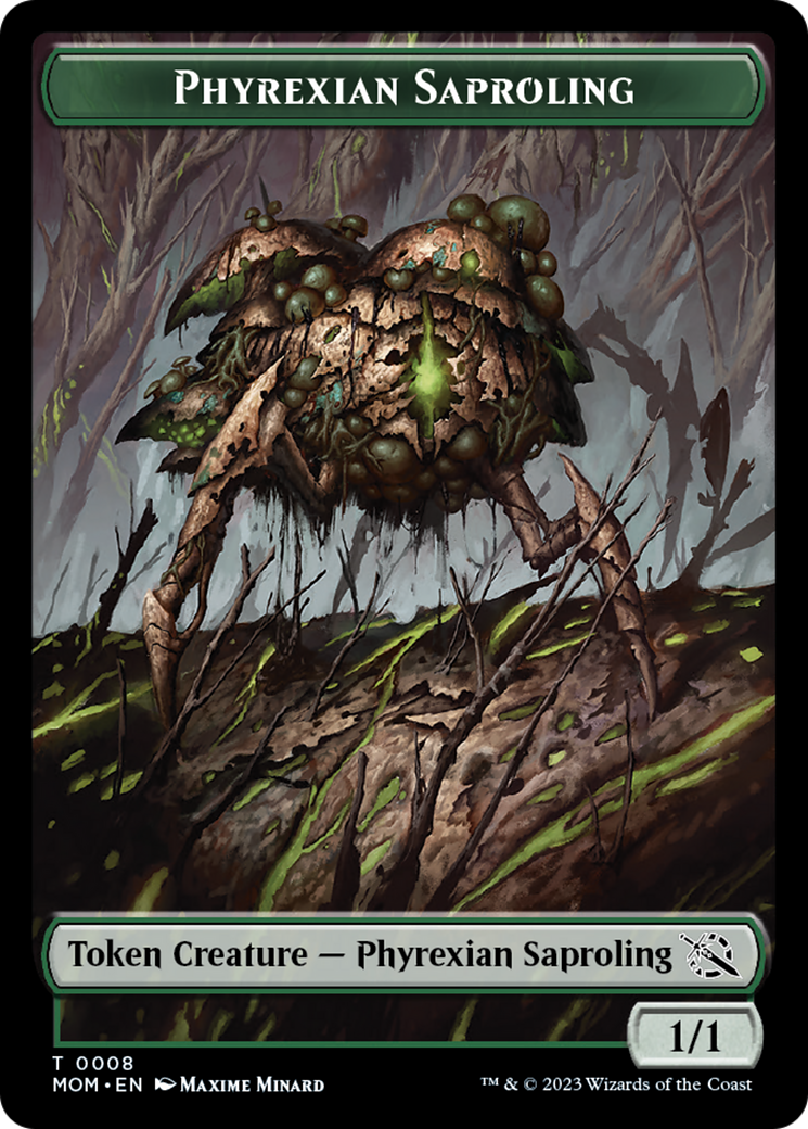 Warrior // Phyrexian Saproling Double-Sided Token [March of the Machine Tokens] | PLUS EV GAMES 