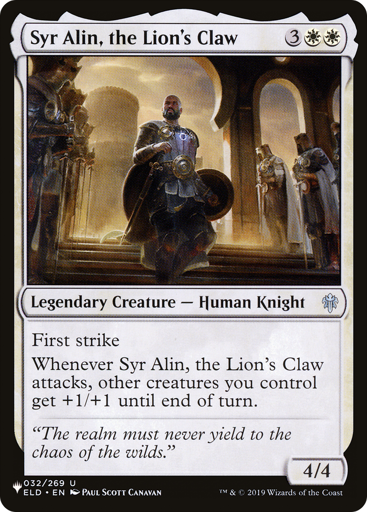 Syr Alin, the Lion's Claw [The List Reprints] | PLUS EV GAMES 