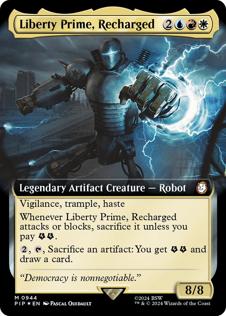 Liberty Prime, Recharged (Extended Art) (Surge Foil) [Fallout] | PLUS EV GAMES 