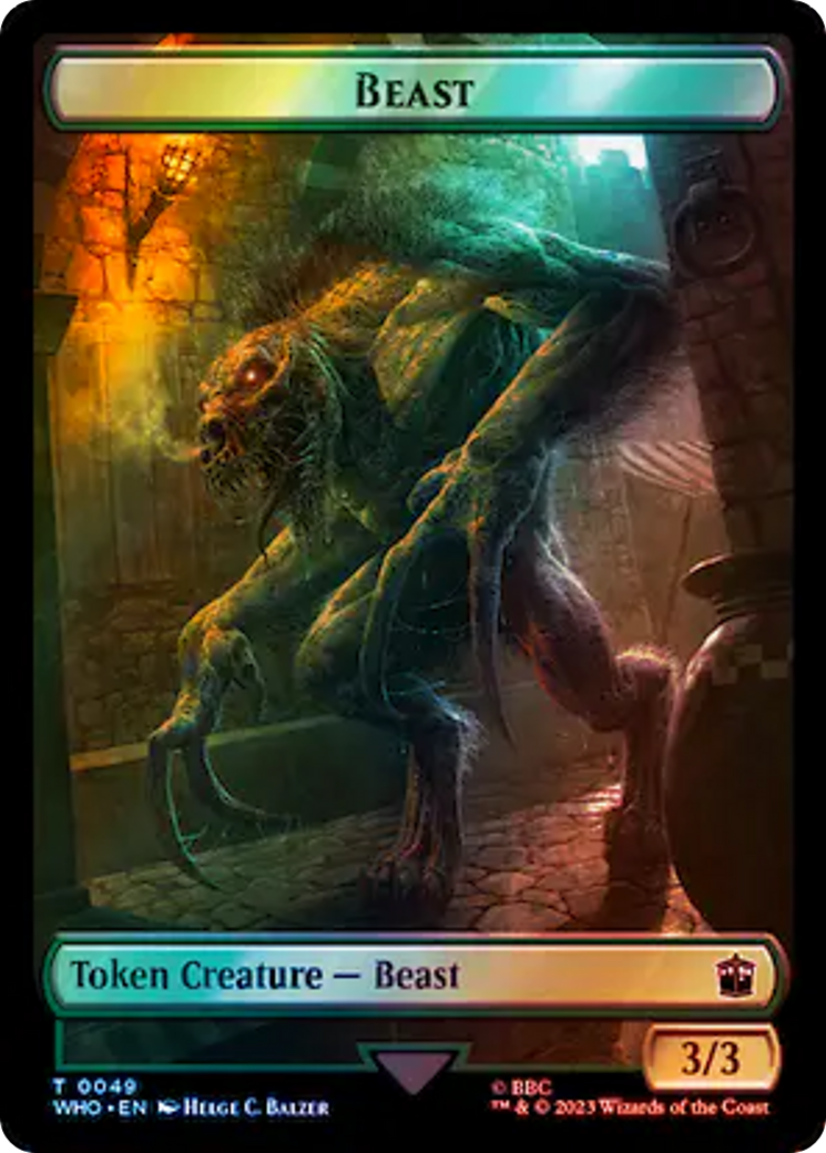 Soldier // Beast Double-Sided Token (Surge Foil) [Doctor Who Tokens] | PLUS EV GAMES 