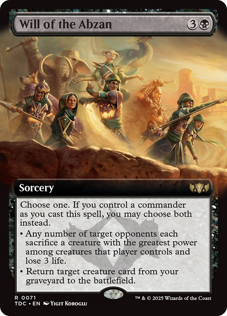 Will of the Abzan (Extended Art) [Tarkir: Dragonstorm Commander] | PLUS EV GAMES 