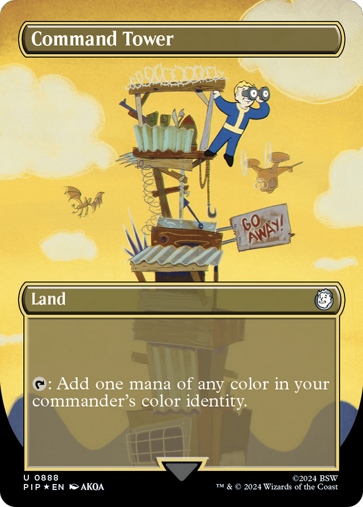 Command Tower (Borderless) (Surge Foil) [Fallout] | PLUS EV GAMES 