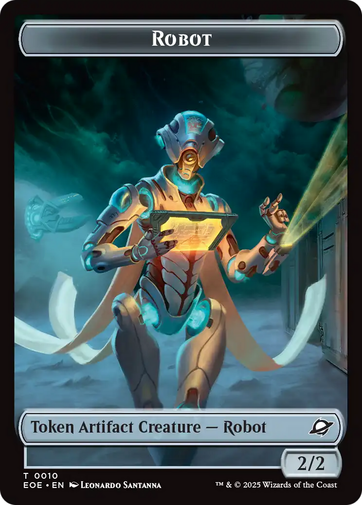 Robot // Emblem - Tezzeret, Cruel Captain Double-Sided Token [Edge of Eternities Tokens] | PLUS EV GAMES 