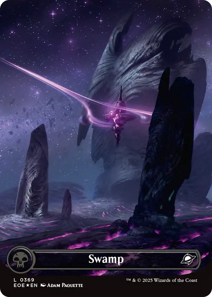 Swamp (0369) (Borderless) (Galaxy Foil) [Edge of Eternities] | PLUS EV GAMES 