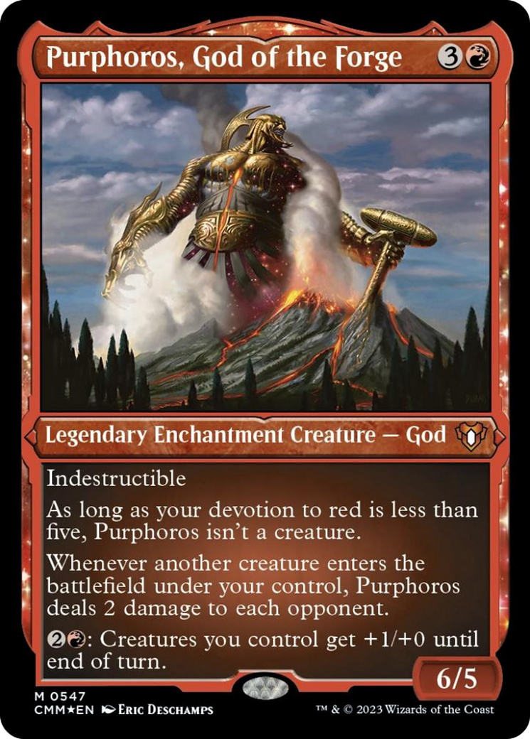 Purphoros, God of the Forge (Foil Etched) [Commander Masters] | PLUS EV GAMES 