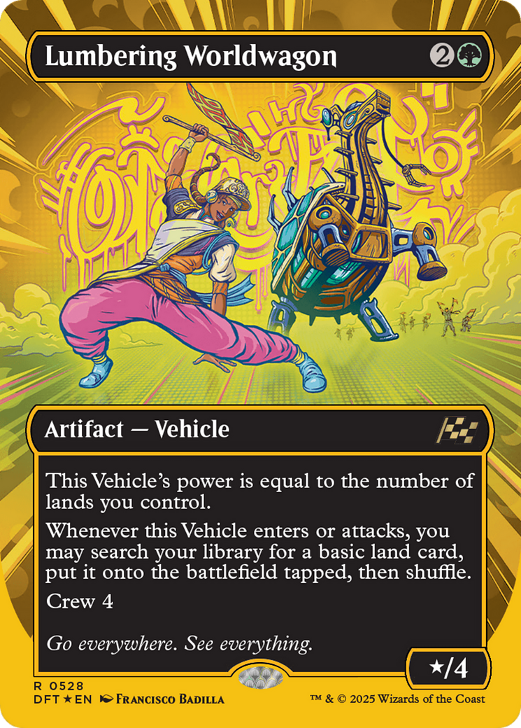 Lumbering Worldwagon (Borderless) (First-Place Foil) [Aetherdrift] | PLUS EV GAMES 