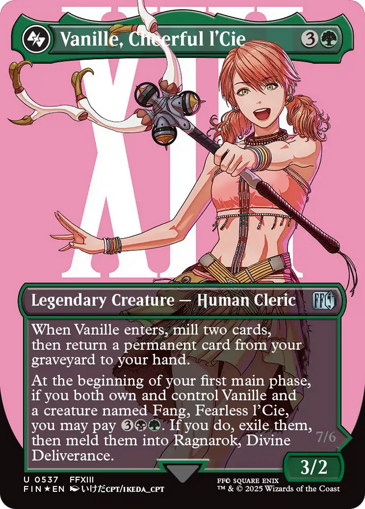 Vanille, Cheerful l'Cie // Ragnarok, Divine Deliverance (Borderless) (Surge Foil) [FINAL FANTASY] | PLUS EV GAMES 