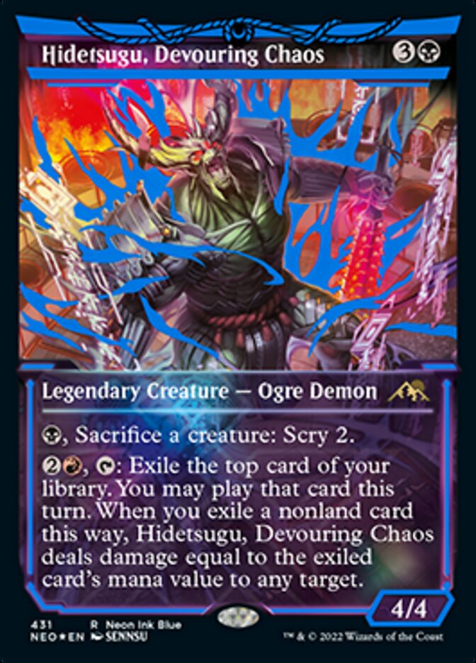 Hidetsugu, Devouring Chaos (Neon Ink Blue) [Kamigawa: Neon Dynasty] | PLUS EV GAMES 