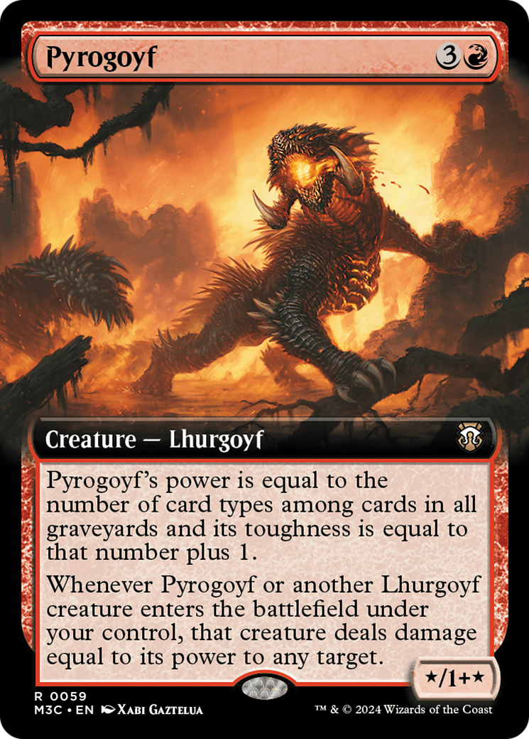 Pyrogoyf (Extended Art) (Ripple Foil) [Modern Horizons 3 Commander] | PLUS EV GAMES 