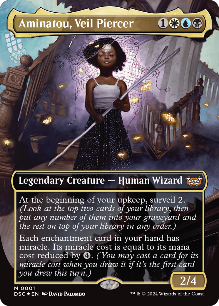 Aminatou, Veil Piercer (Borderless) [Duskmourn: House of Horror Commander] | PLUS EV GAMES 