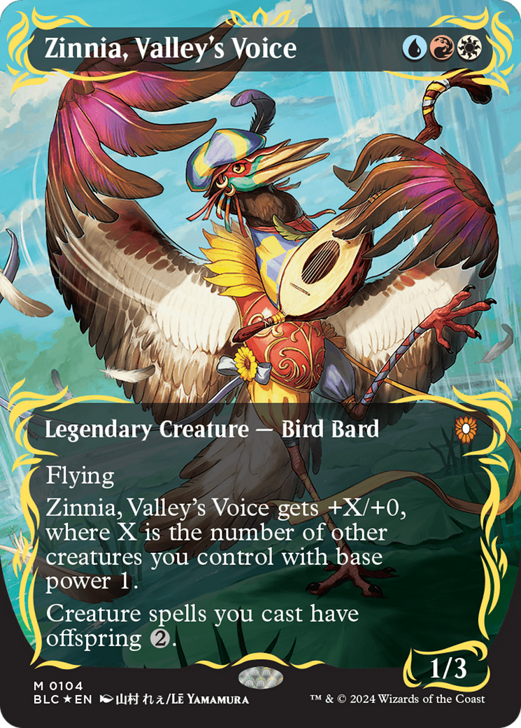 Zinnia, Valley's Voice (Borderless) (Raised Foil) [Bloomburrow Commander] | PLUS EV GAMES 