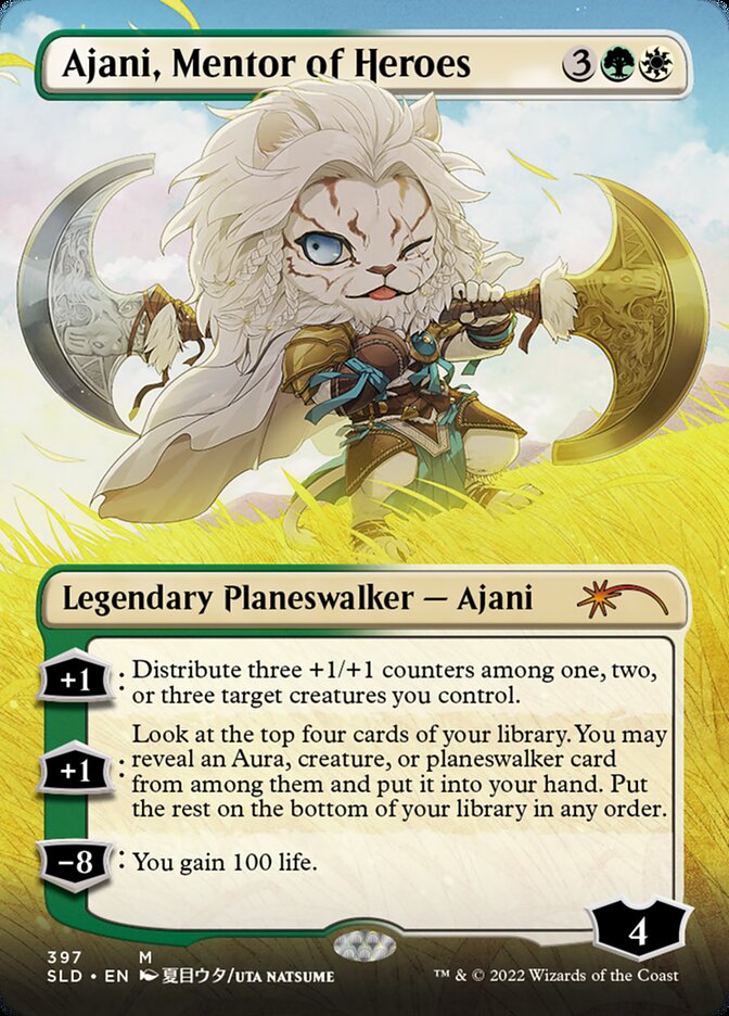 Ajani, Mentor of Heroes (Borderless) [Secret Lair Drop Series] | PLUS EV GAMES 