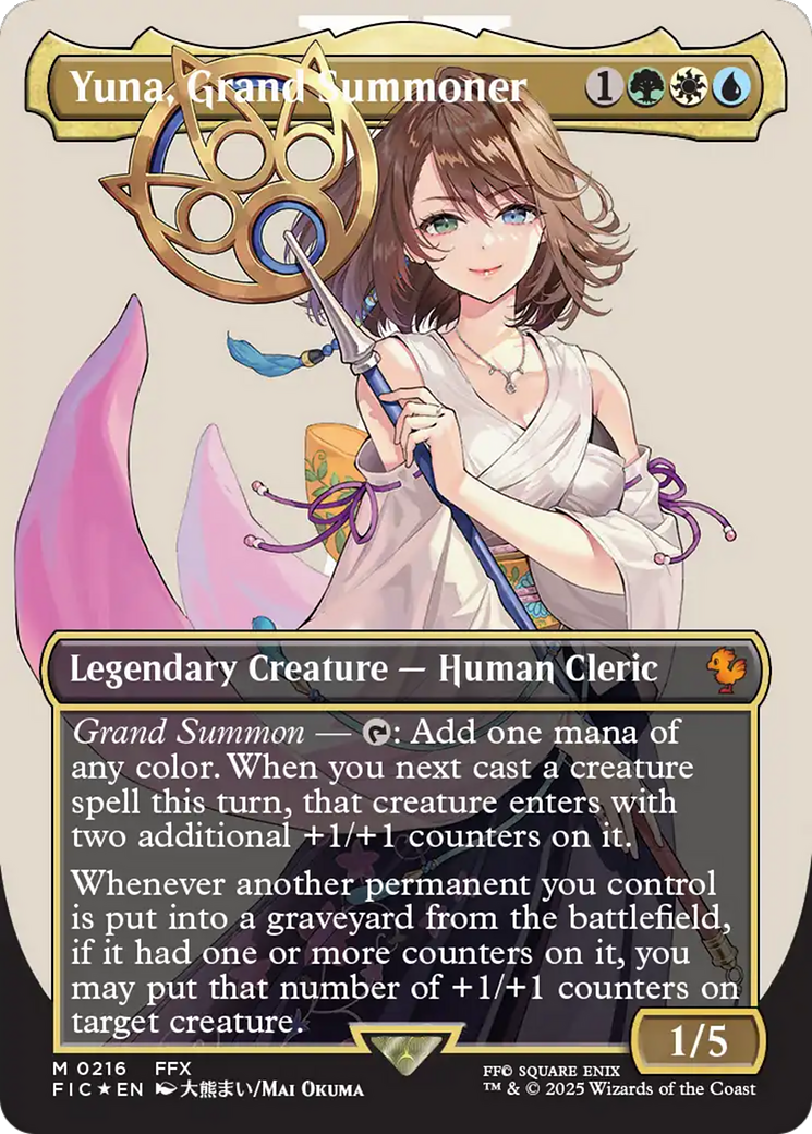 Yuna, Grand Summoner (Borderless) (Surge Foil) [FINAL FANTASY Commander] | PLUS EV GAMES 