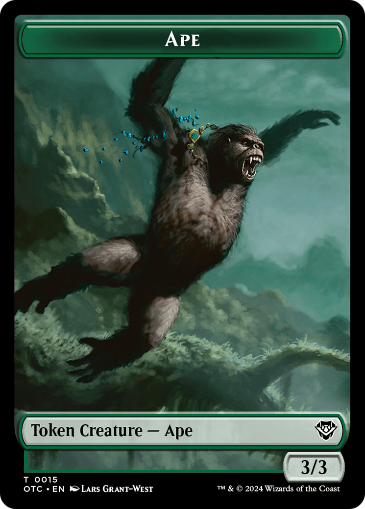 Ape // Shark Double-Sided Token [Outlaws of Thunder Junction Commander Tokens] | PLUS EV GAMES 