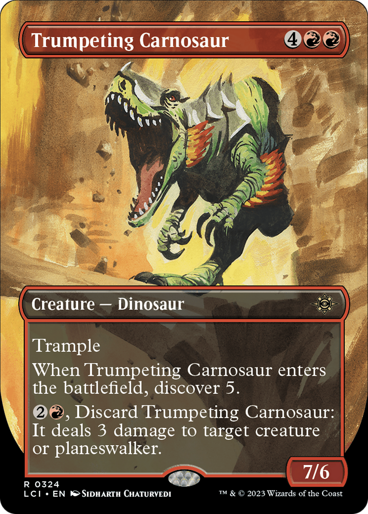 Trumpeting Carnosaur (Borderless) [The Lost Caverns of Ixalan] | PLUS EV GAMES 