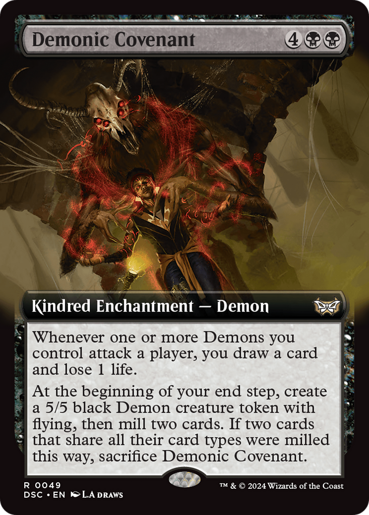 Demonic Covenant (Extended Art) [Duskmourn: House of Horror Commander] | PLUS EV GAMES 