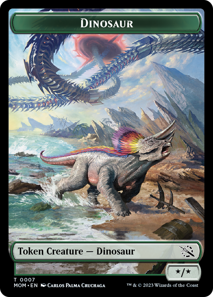 Warrior // Dinosaur Double-Sided Token [March of the Machine Tokens] | PLUS EV GAMES 