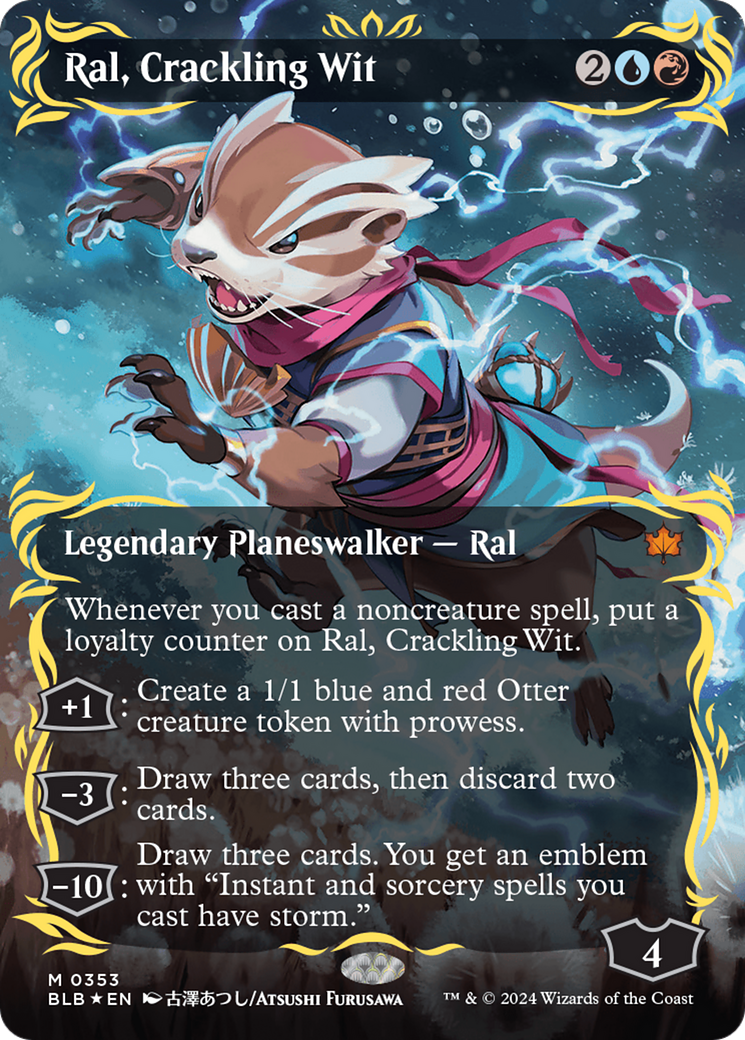 Ral, Crackling Wit (Borderless) (Raised Foil) [Bloomburrow] | PLUS EV GAMES 