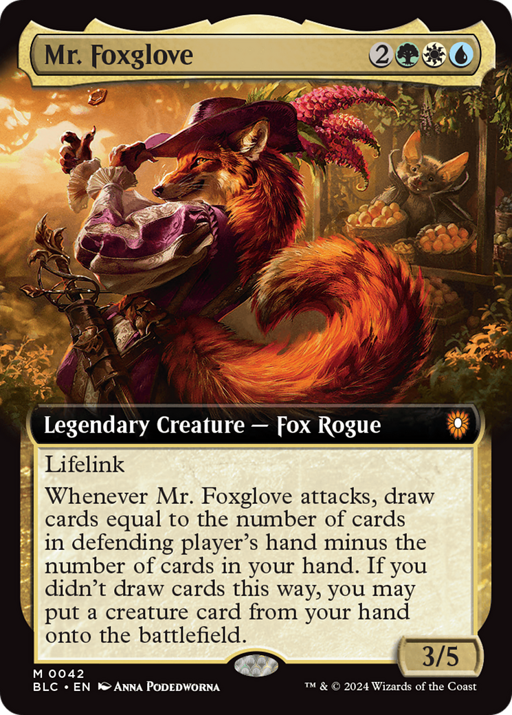 Mr. Foxglove (Extended Art) [Bloomburrow Commander] | PLUS EV GAMES 