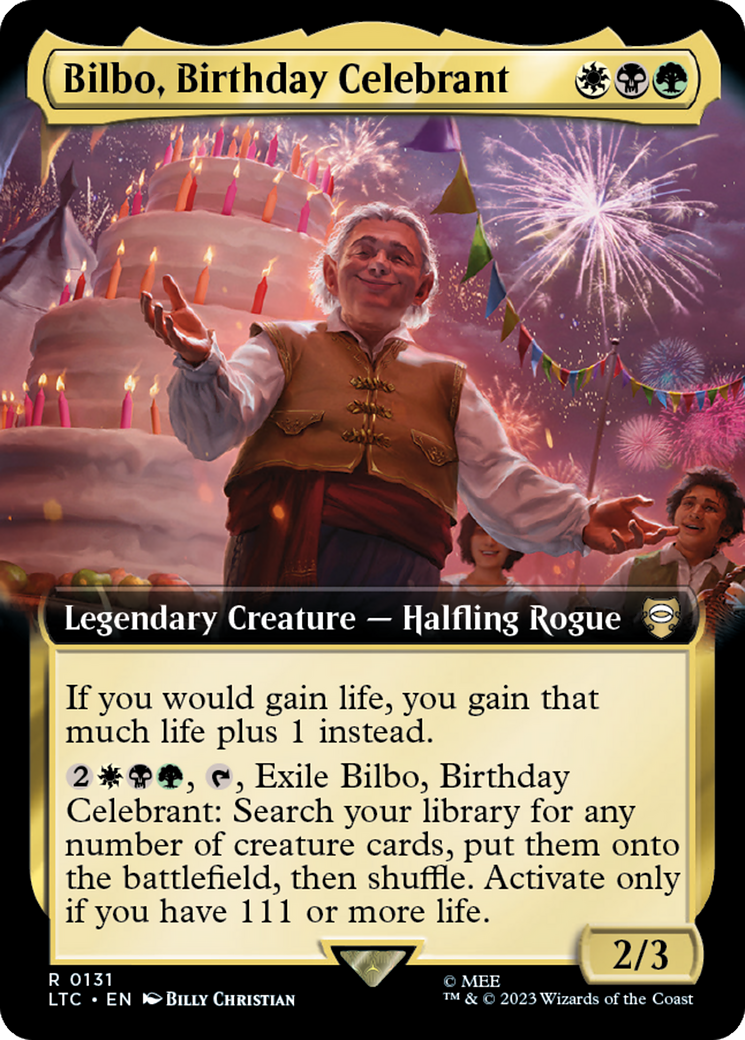 Bilbo, Birthday Celebrant (Extended Art) [The Lord of the Rings: Tales of Middle-Earth Commander] | PLUS EV GAMES 