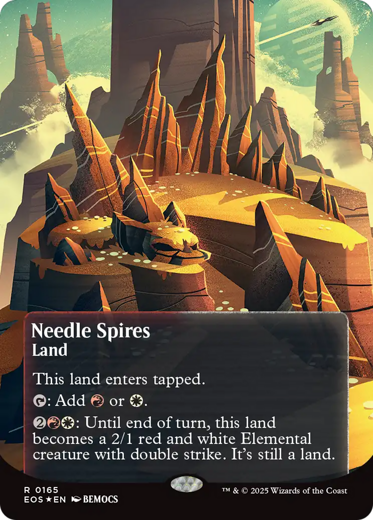 Needle Spires (0165) (Borderless) (Galaxy Foil) [Edge of Eternities: Stellar Sights] | PLUS EV GAMES 