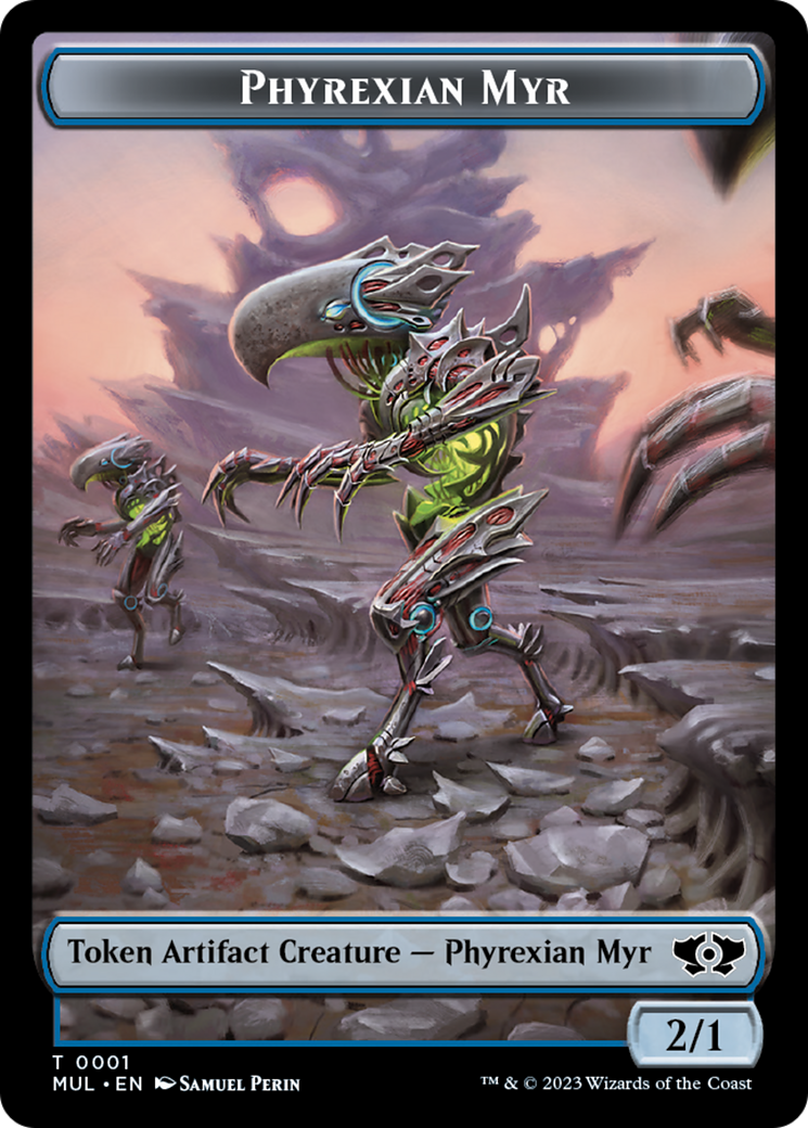 Phyrexian Myr // Wrenn and Realmbreaker Emblem Double-Sided Token [March of the Machine Tokens] | PLUS EV GAMES 