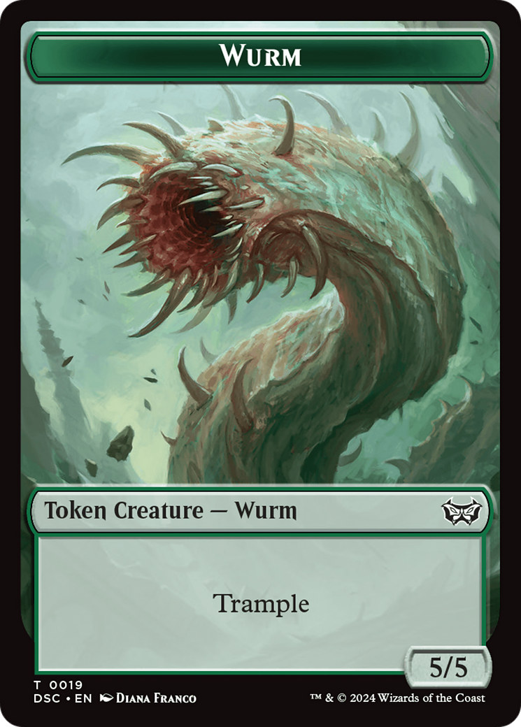 Wurm (0019) // Manifest Double-Sided Token [Duskmourn: House of Horror Commander Tokens] | PLUS EV GAMES 