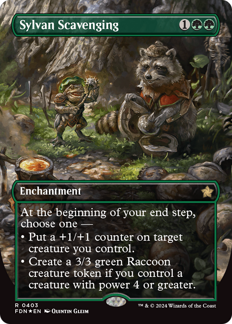 Sylvan Scavenging (Borderless) (Mana Foil) [Foundations] | PLUS EV GAMES 