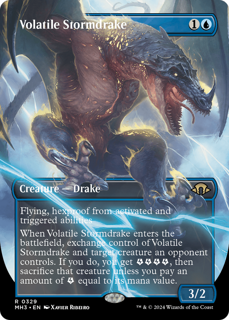 Volatile Stormdrake (Borderless) [Modern Horizons 3] | PLUS EV GAMES 