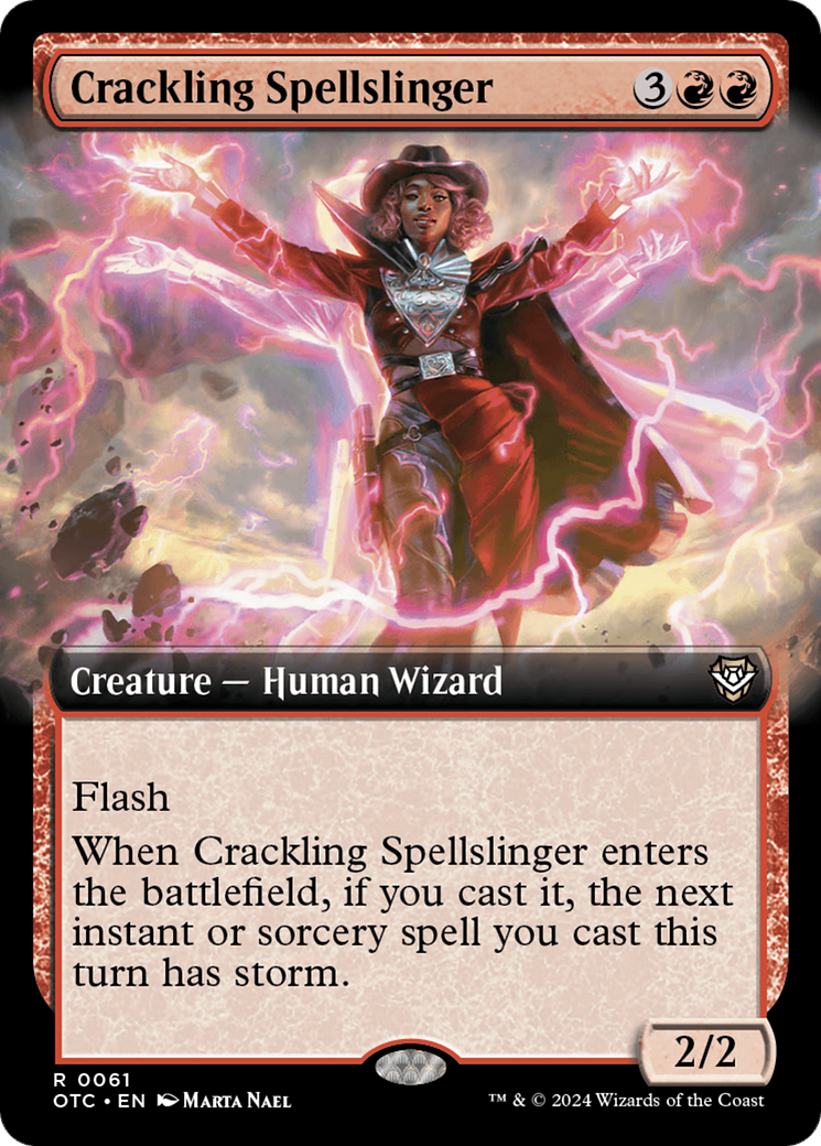 Crackling Spellslinger (Extended Art) [Outlaws of Thunder Junction Commander] | PLUS EV GAMES 