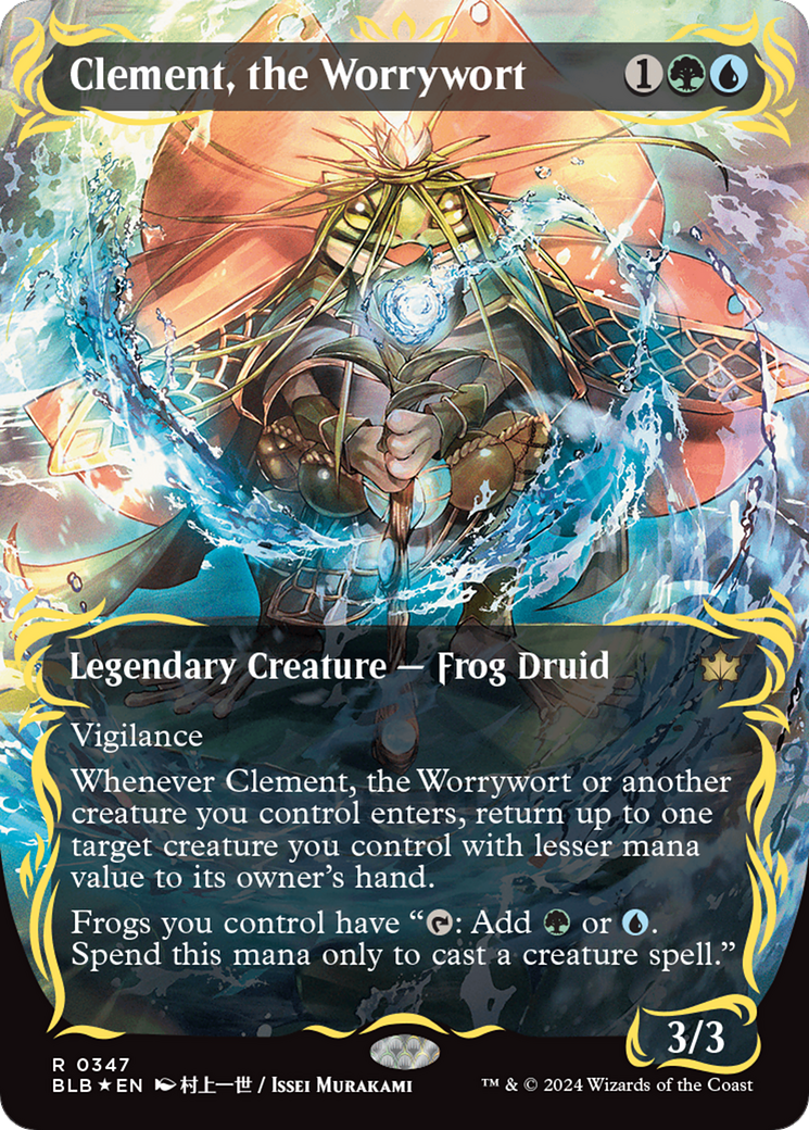 Clement, the Worrywort (Borderless) (Raised Foil) [Bloomburrow] | PLUS EV GAMES 