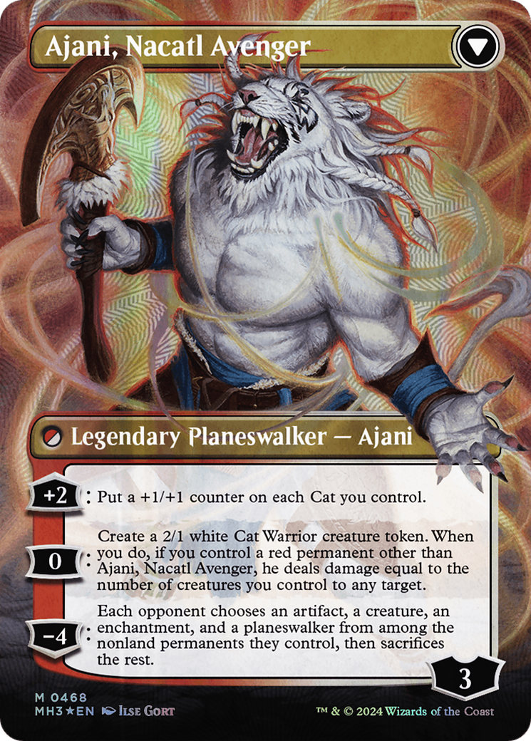 Ajani, Nacatl Pariah // Ajani, Nacatl Avenger (Borderless) (Textured Foil) [Modern Horizons 3] | PLUS EV GAMES 