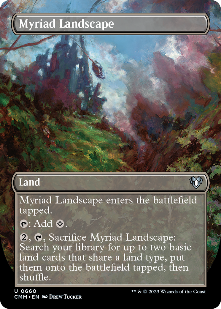 Myriad Landscape (Borderless Alternate Art) [Commander Masters] | PLUS EV GAMES 